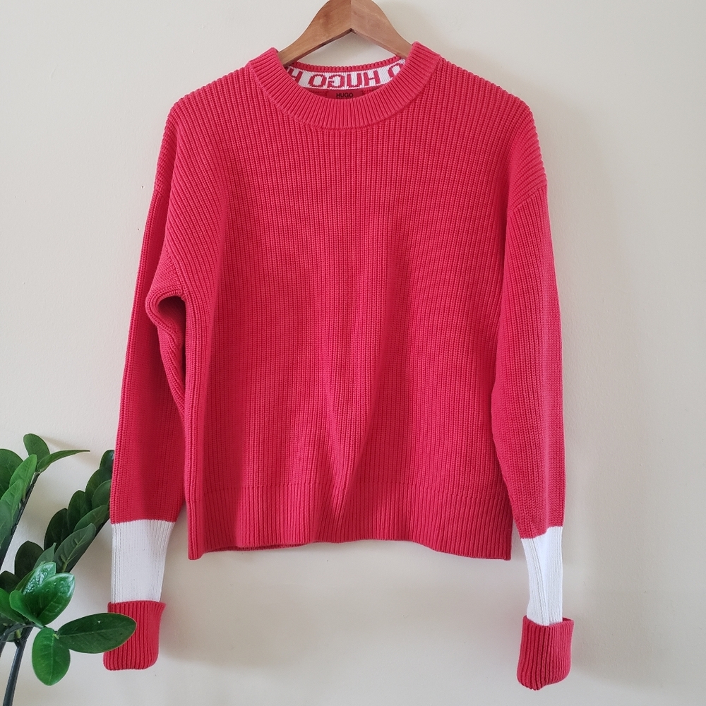 Vintage HUGO Hugo Boss Women's Cotton Knit Crew Neck Sweater - M